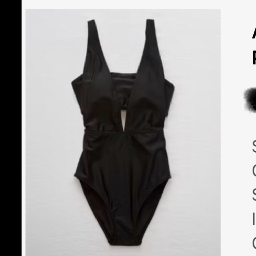 Aerie Black Layered One-Piece Swimsuit